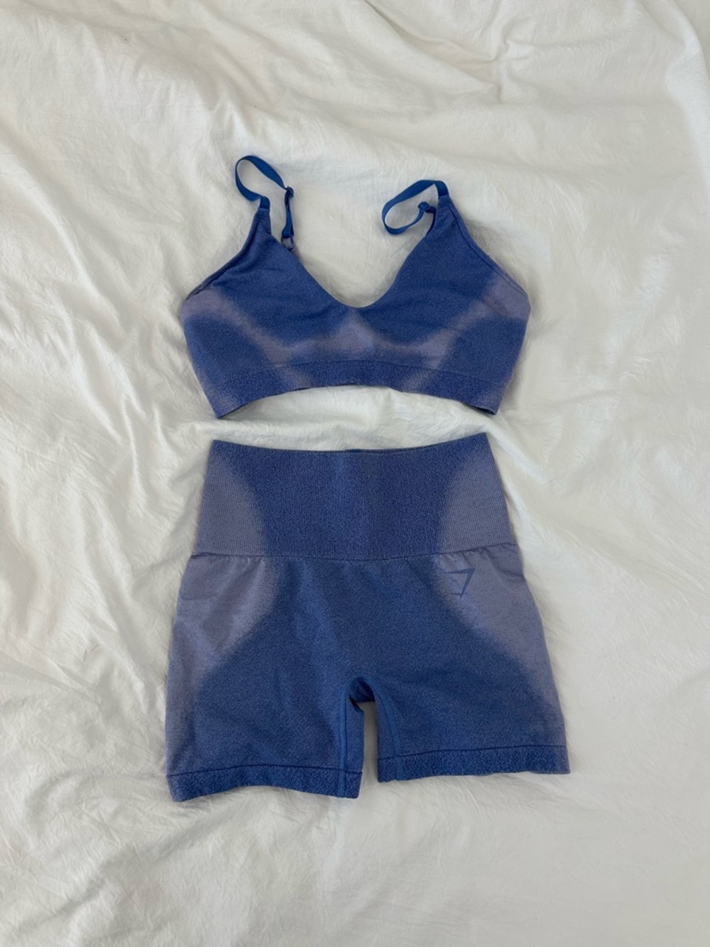 Gymshark Seamless Blue Active Bralette & High-Rise Shorts Set